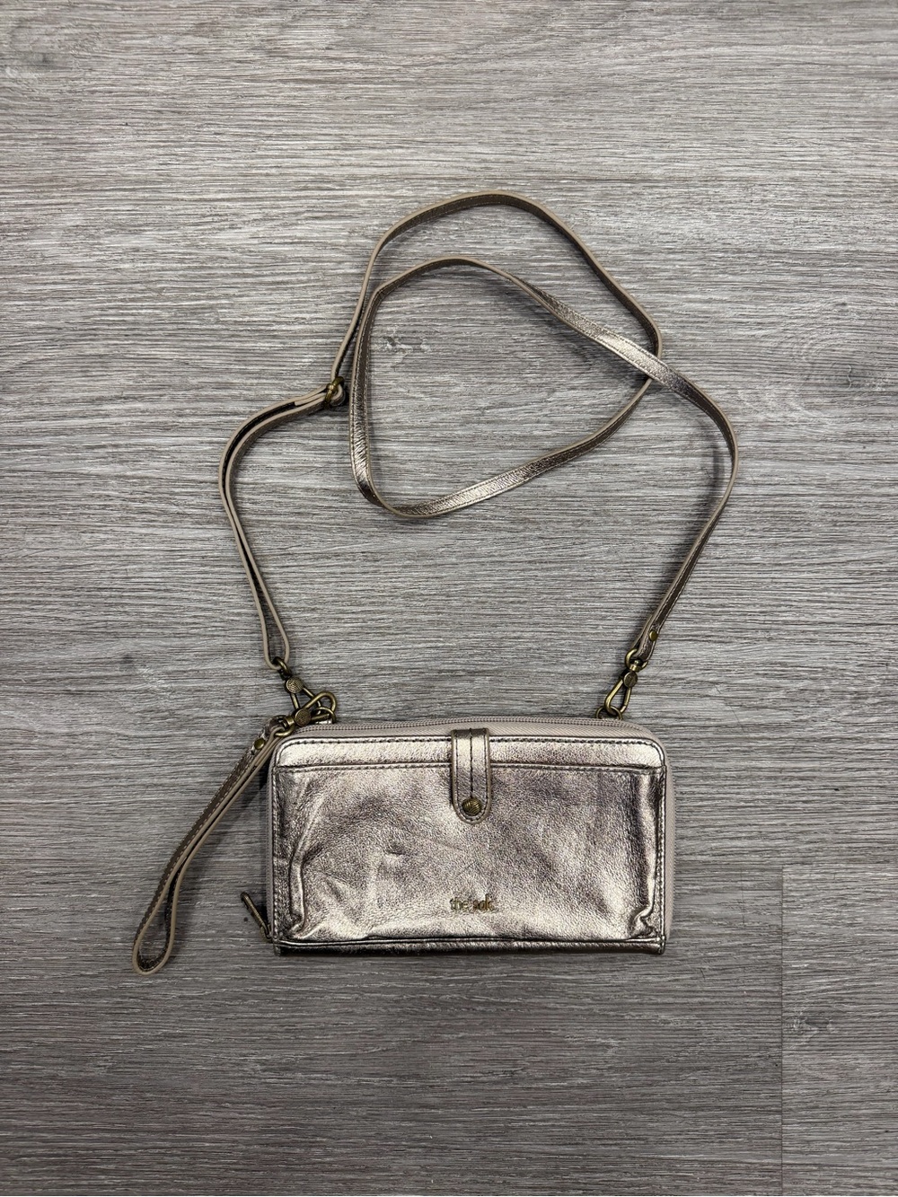 Metallic Crossbody Wallet Bag